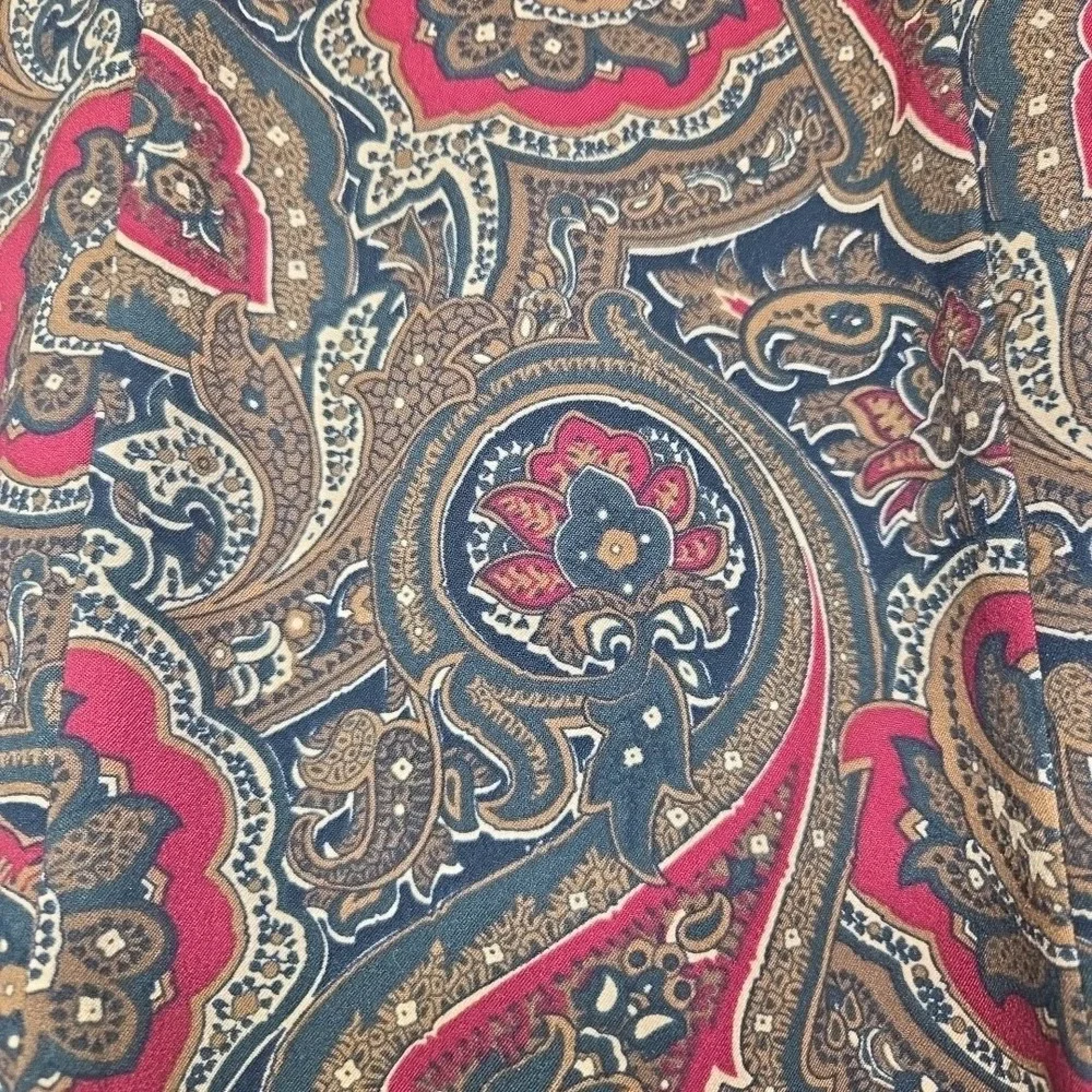 Notations Petite Large PL Skirt Paisley A-Line Boho Stretch Side Zip Button...‎